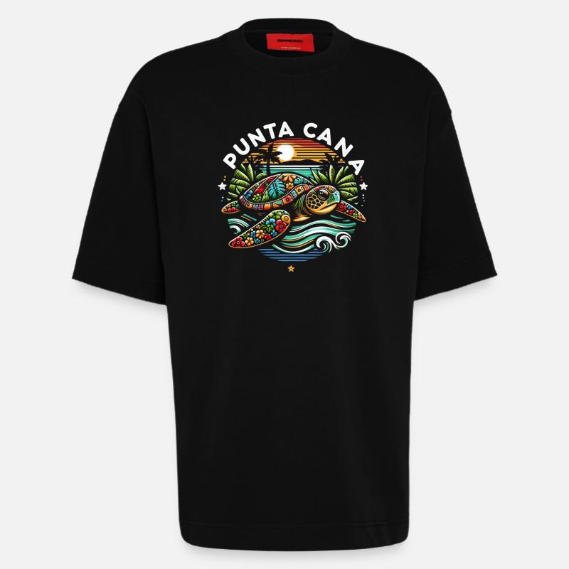 Punta Cana Turtle - Heavyweight T-Shirt - made by SPREAD  - SOLID BLACK