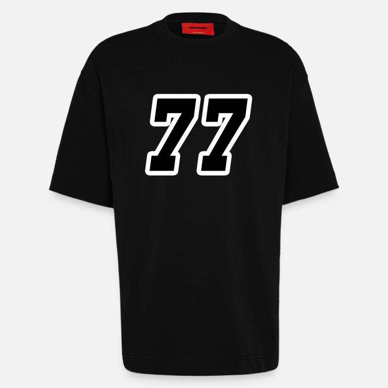 Nummer siebenundsiebzig 77 - Heavyweight T-Shirt - made by SPREAD  - SOLID BLACK