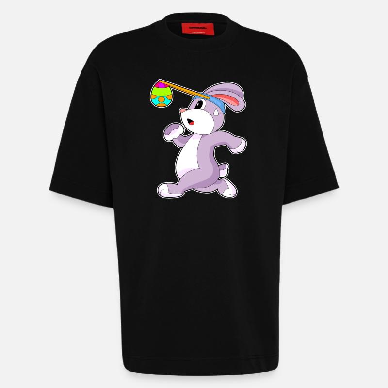 Bunny Easter Jogging - Heavyweight T-Shirt - made by SPREAD - SOLID BLACK