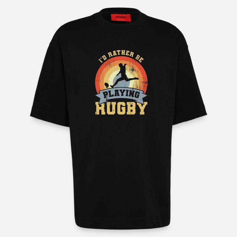 Rugby Joke - Heavyweight T-Shirt - made by SPREAD  - SOLID BLACK
