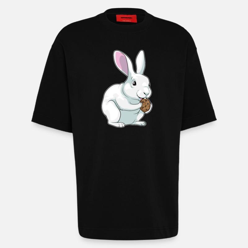 Biscuit lapin - T-shirt bio épais oversize fabriqué en UE - SOLID BLACK