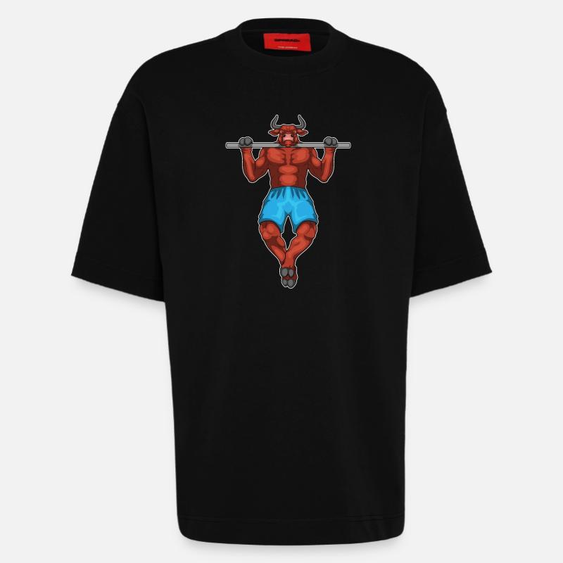 Taurus Bodybuilder Pull-Ups Bodybuilding - Heavyweight T-Shirt - made by SPREAD  - SOLID BLACK