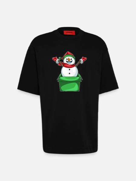 Snowman Christmas Cardboard Box - Heavyweight T-Shirt - made by SPREAD - SOLID BLACK
