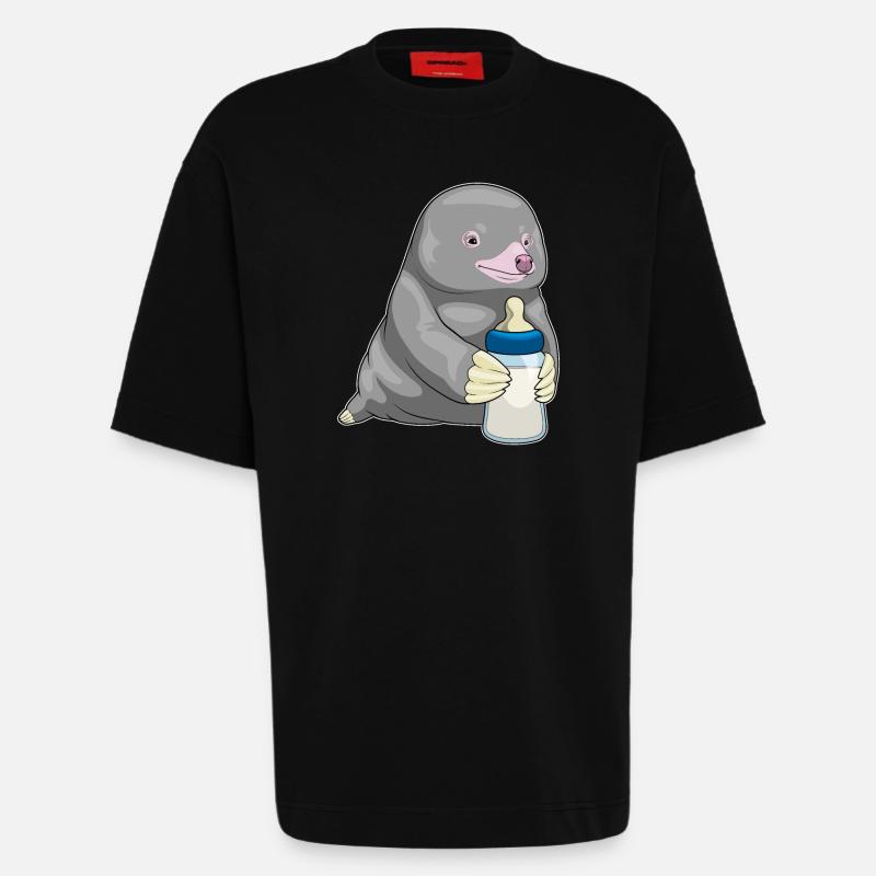 Mole Lait de biberon - T-shirt bio épais oversize fabriqué en UE - SOLID BLACK
