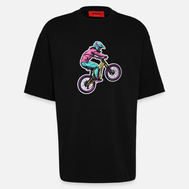 Mountainbikerin - Heavyweight T-Shirt - made by SPREAD  - SOLID BLACK