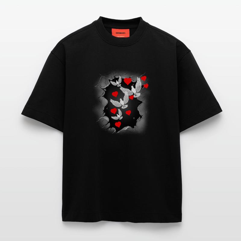 Friedenstaube Frieden Herz Weltfrieden Peace Heavyweight T-Shirt - made by SPREAD 