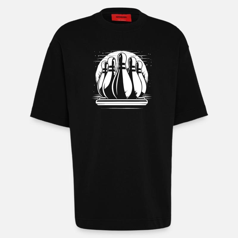 Dessin de quilles de bowling - T-shirt bio épais oversize fabriqué en UE - SOLID BLACK