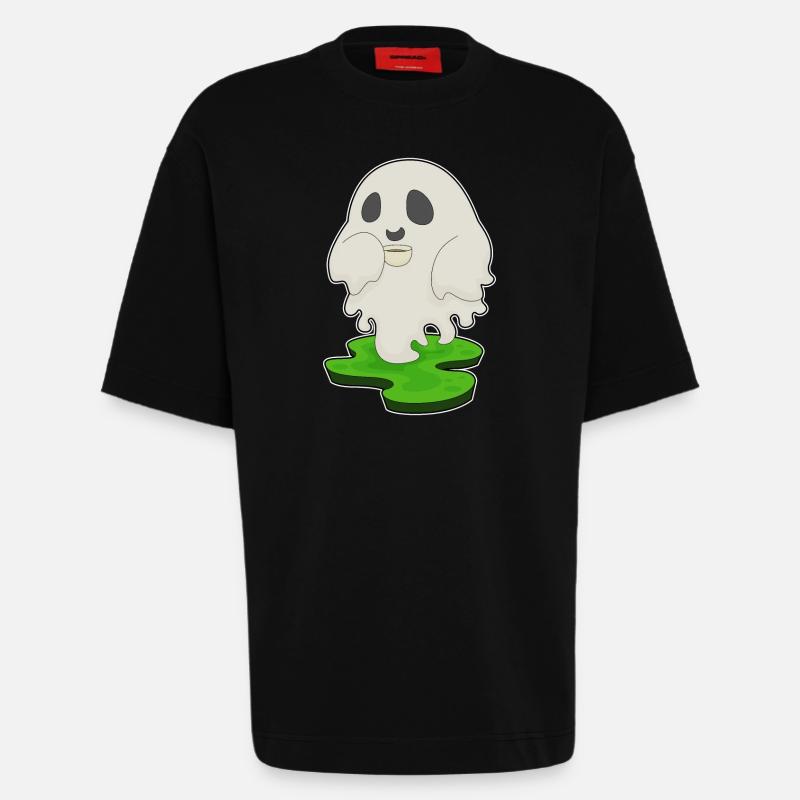 Geist Halloween Kaffee - Heavyweight T-Shirt - made by SPREAD - SOLID BLACK