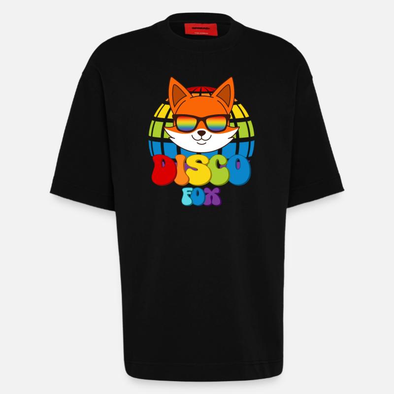 Disco Fox Discokugel Fuchs Sonnenbrille Discofox - Heavyweight T-Shirt - made by SPREAD  - SOLID BLACK