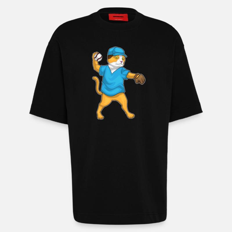 Baseball pour chats - T-shirt bio épais oversize fabriqué en UE - SOLID BLACK