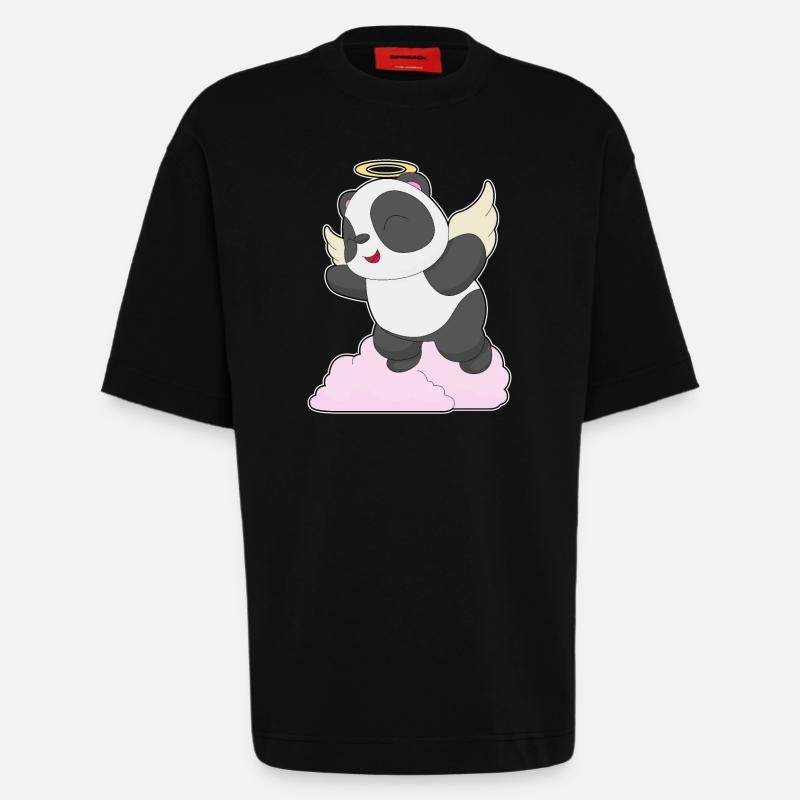 Panda Engel Engelsflügel - Heavyweight T-Shirt - made by SPREAD  - SOLID BLACK