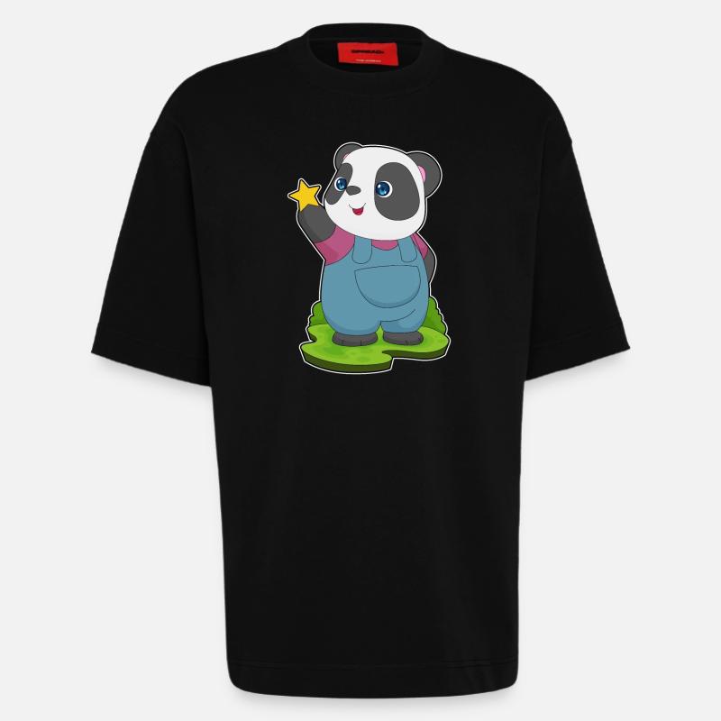 Étoile Panda - T-shirt bio épais oversize fabriqué en UE - SOLID BLACK