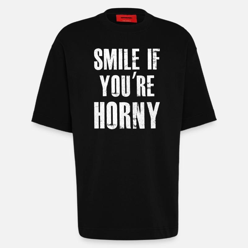 Lächle, wenn du geil bist - Heavyweight T-Shirt - made by SPREAD - SOLID BLACK
