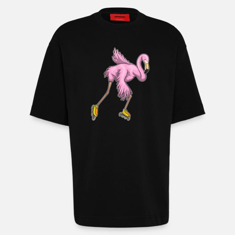 Flamingo Inline skating Rollschuhe - Heavyweight T-Shirt - made by SPREAD  - SOLID BLACK