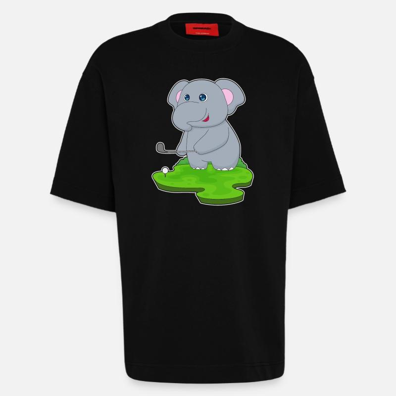 Elefant Golf Golfschläger - Heavyweight T-Shirt - made by SPREAD  - SOLID BLACK