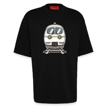 Zug Cartoon Stil - Heavyweight T-Shirt - made by SPREAD  - SOLID BLACK - Vorne - Fiona (171cm)
