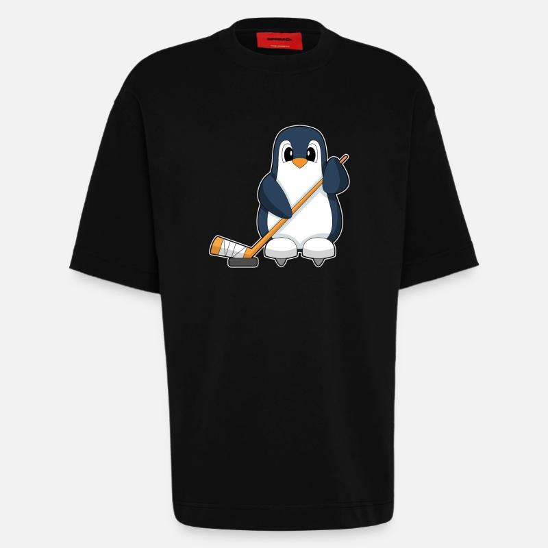 Pinguin Eishockey Eishockeyschläger - Heavyweight T-Shirt - made by SPREAD - SOLID BLACK