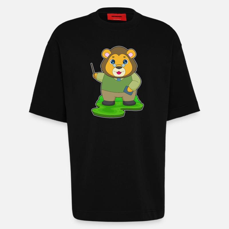 Löwe Lehrer Pointer - Heavyweight T-Shirt - made by SPREAD  - SOLID BLACK