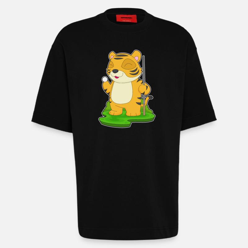 Tiger Billiard Queue - Heavyweight T-Shirt - made by SPREAD  - SOLID BLACK