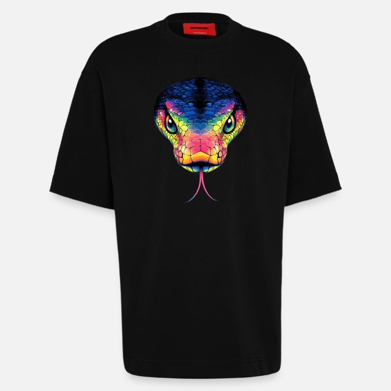 Schlange Python Kobra Mamba Klapperschlange Snake - Heavyweight T-Shirt - made by SPREAD  - SOLID BLACK