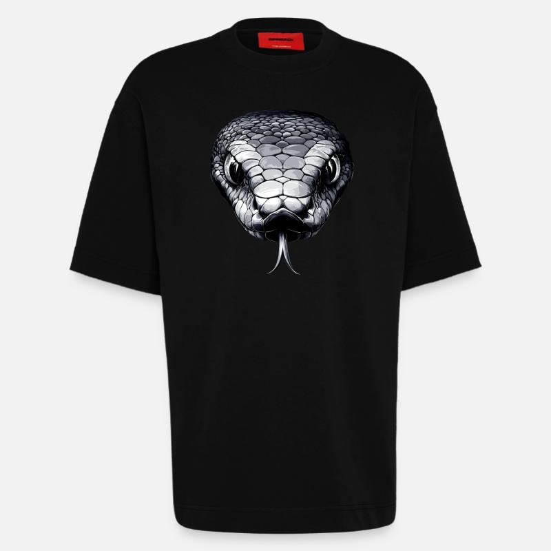 Schlange Python Kobra Mamba Klapperschlange Snake - Heavyweight T-Shirt - made by SPREAD  - SOLID BLACK