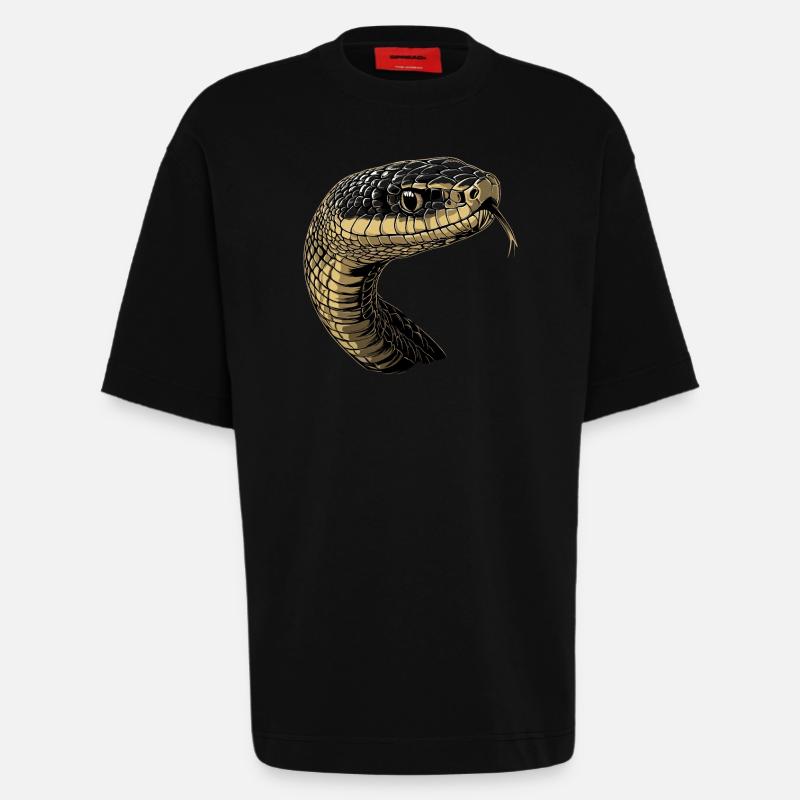 Schlange Python Kobra Mamba Klapperschlange Snake - Heavyweight T-Shirt - made by SPREAD  - SOLID BLACK
