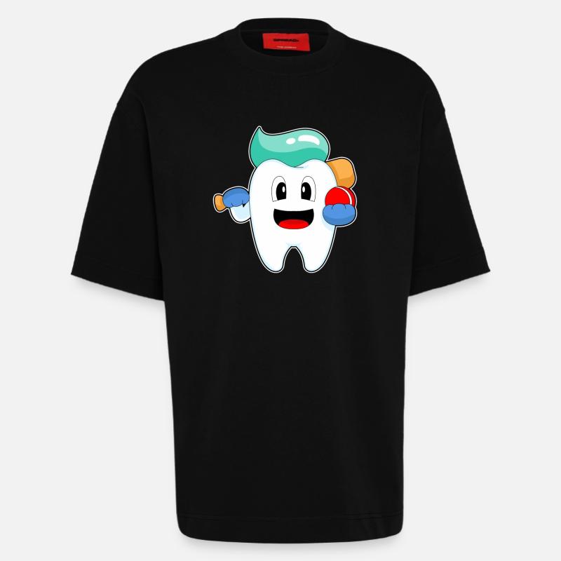 Tooth Cricket Cricket Bat - T-shirt bio épais oversize fabriqué en UE - SOLID BLACK