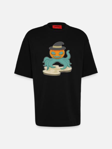 Octopus Halloween Pumpkin - Heavyweight T-Shirt - made by SPREAD - SOLID BLACK