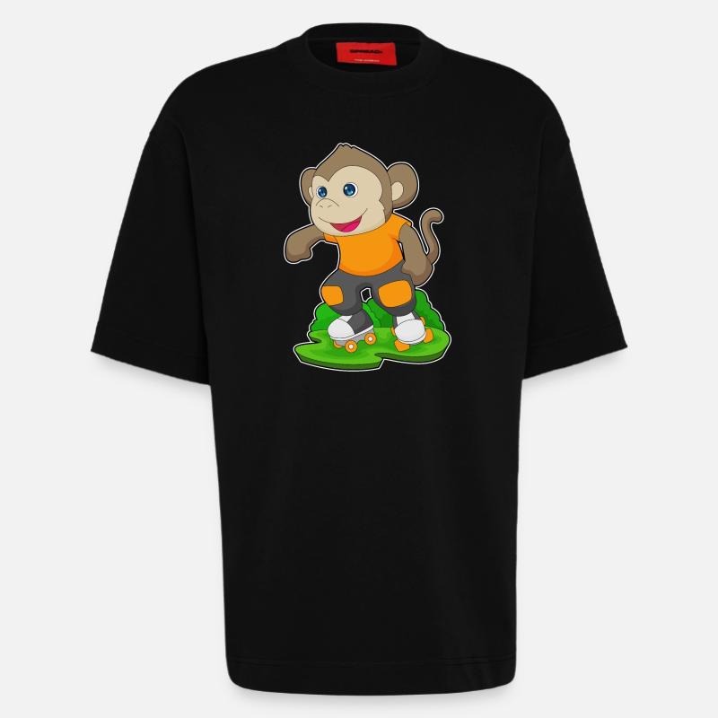 Monkey Rollers Rollers Rollers - T-shirt bio épais oversize fabriqué en UE - SOLID BLACK