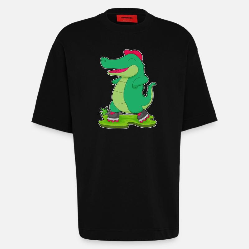 Krokodil Inline skating Rollschuhe - Heavyweight T-Shirt - made by SPREAD - SOLID BLACK