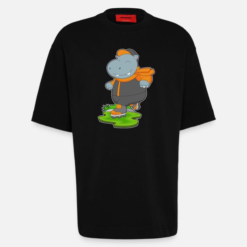 Nilpferd Inline skating Inline skates - Heavyweight T-Shirt - made by SPREAD - SOLID BLACK