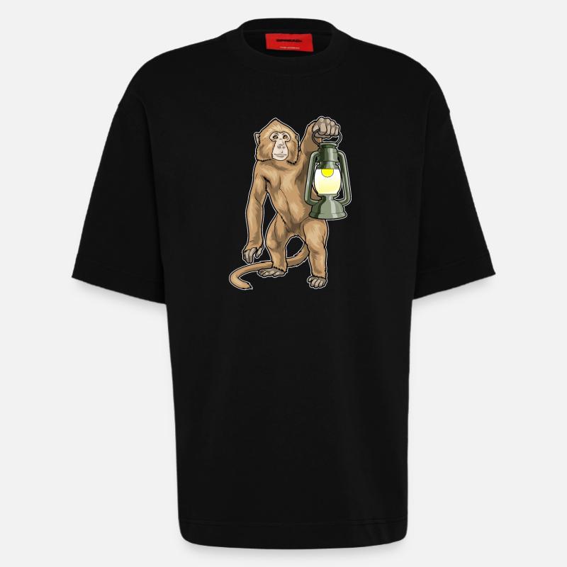 Affe Laterne - Heavyweight T-Shirt - made by SPREAD  - SOLID BLACK