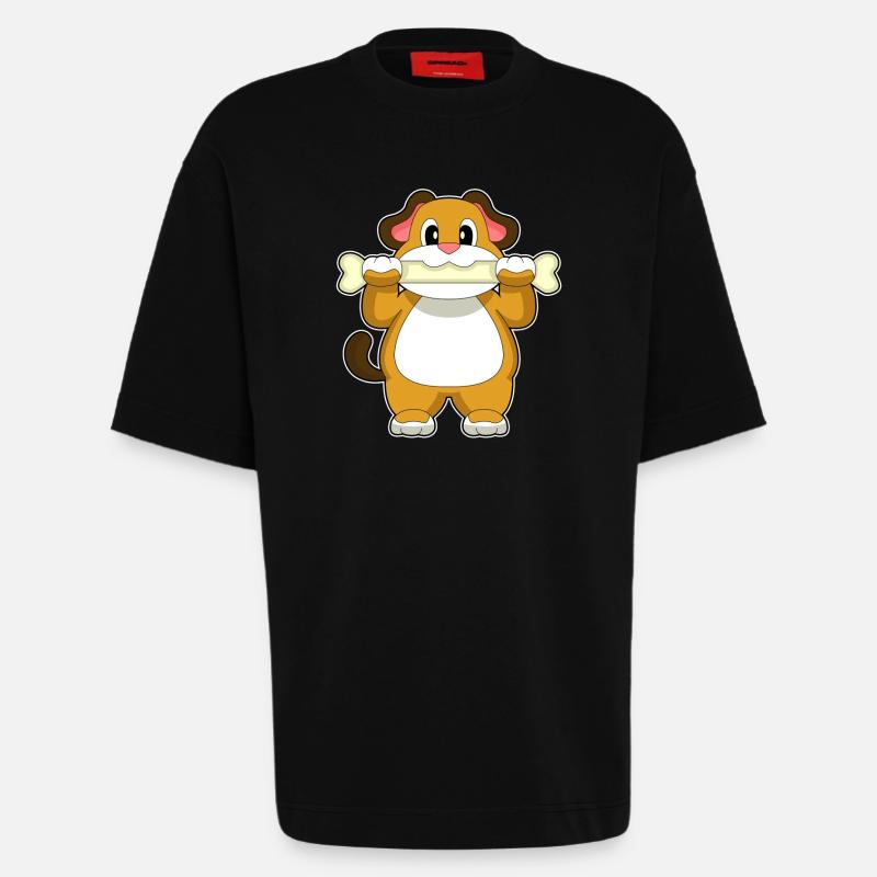 Hund Knochen - Heavyweight T-Shirt - made by SPREAD - SOLID BLACK