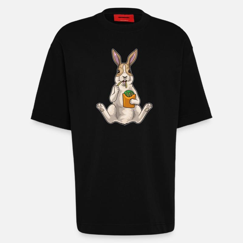 Frites lapin - T-shirt bio épais oversize fabriqué en UE - SOLID BLACK