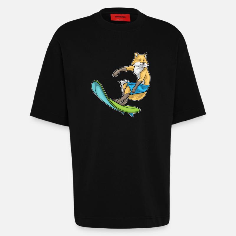 Fuchs Surfer Surfbrett - Heavyweight T-Shirt - made by SPREAD  - SOLID BLACK