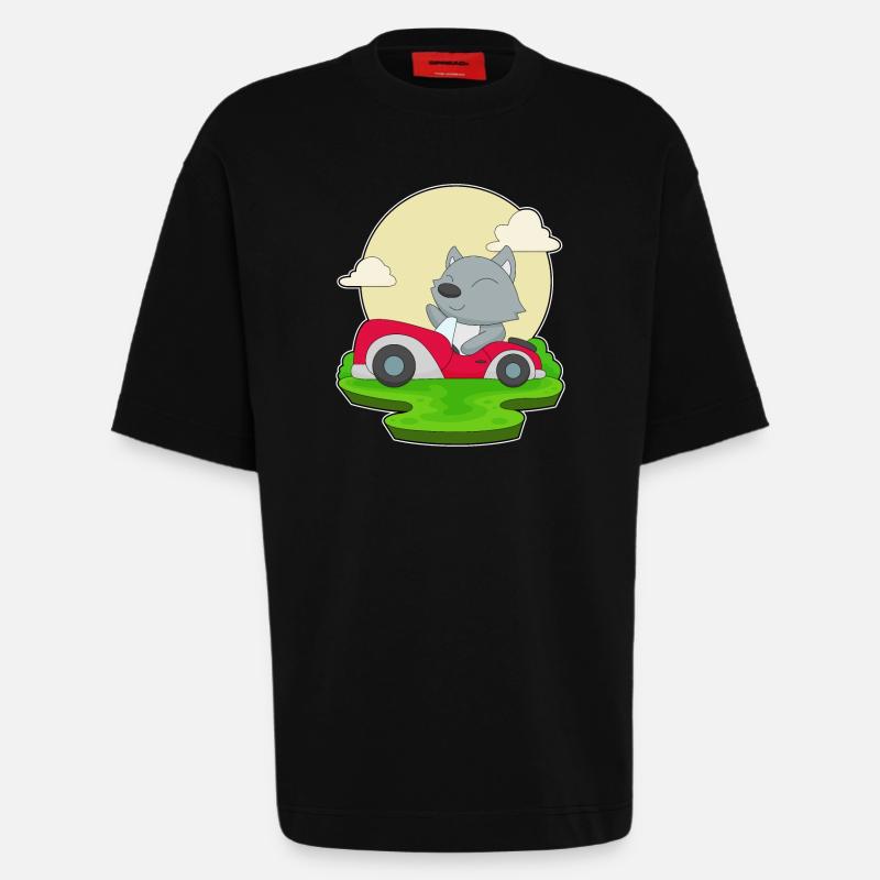 Katze Auto - Heavyweight T-Shirt - made by SPREAD  - SOLID BLACK
