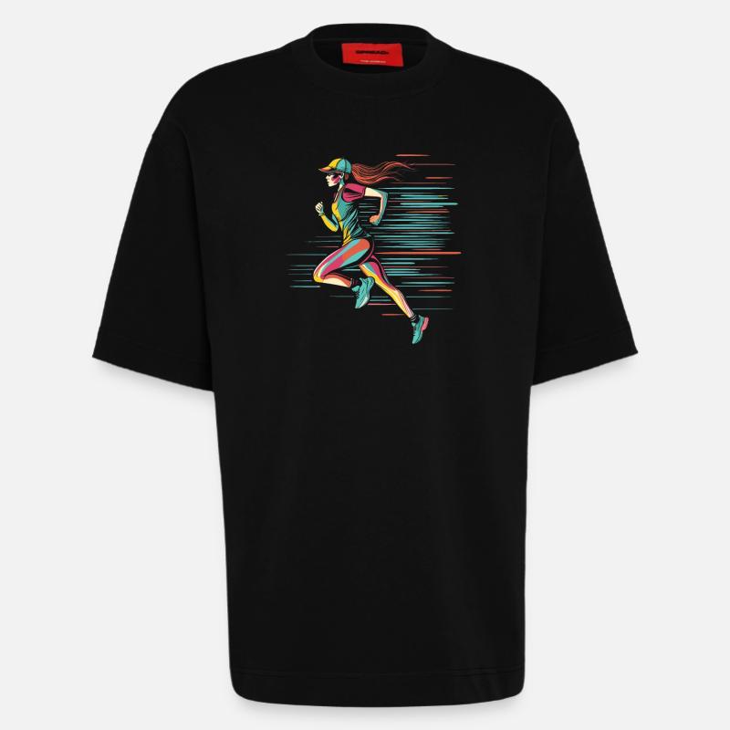 Look de bande dessinée de coureur - T-shirt bio épais oversize fabriqué en UE - SOLID BLACK
