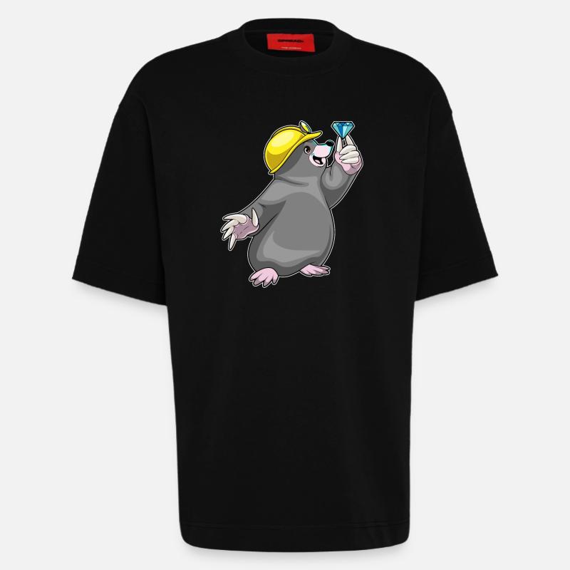 Mole Miner Jewel Mining - Heavyweight T-Shirt - made by SPREAD  - SOLID BLACK