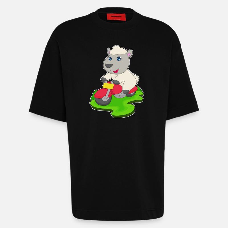 Sheep Scooter - Heavyweight T-Shirt - made by SPREAD - SOLID BLACK