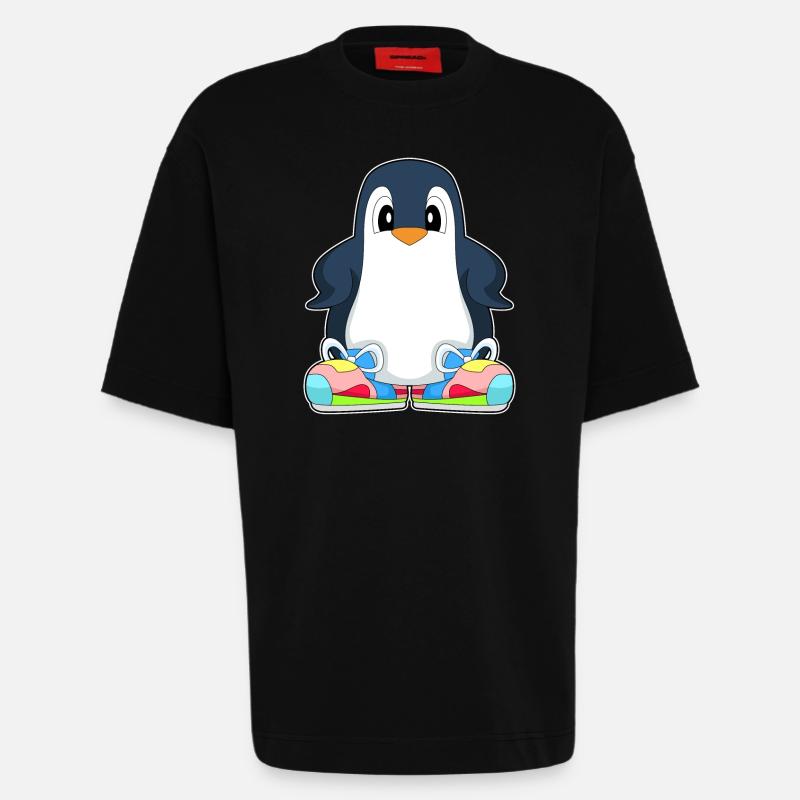 Pinguin große Schuhe - Heavyweight T-Shirt - made by SPREAD  - SOLID BLACK