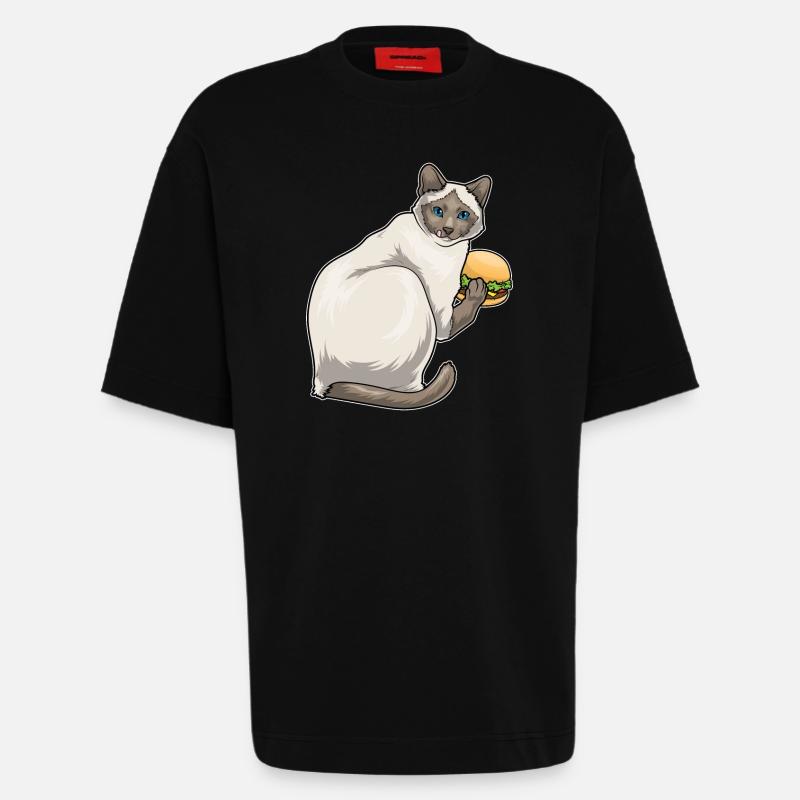 Siamkatze Cheeseburger - Heavyweight T-Shirt - made by SPREAD - SOLID BLACK