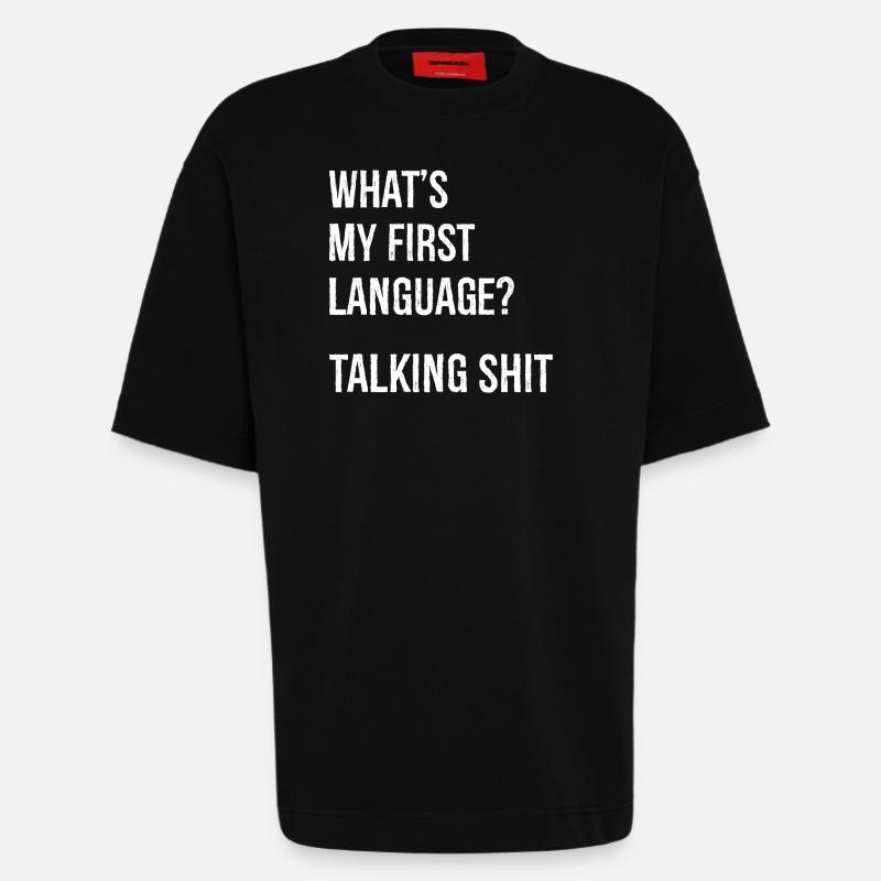 what's my first language talking shit - Heavyweight T-Shirt - made by SPREAD - SOLID BLACK