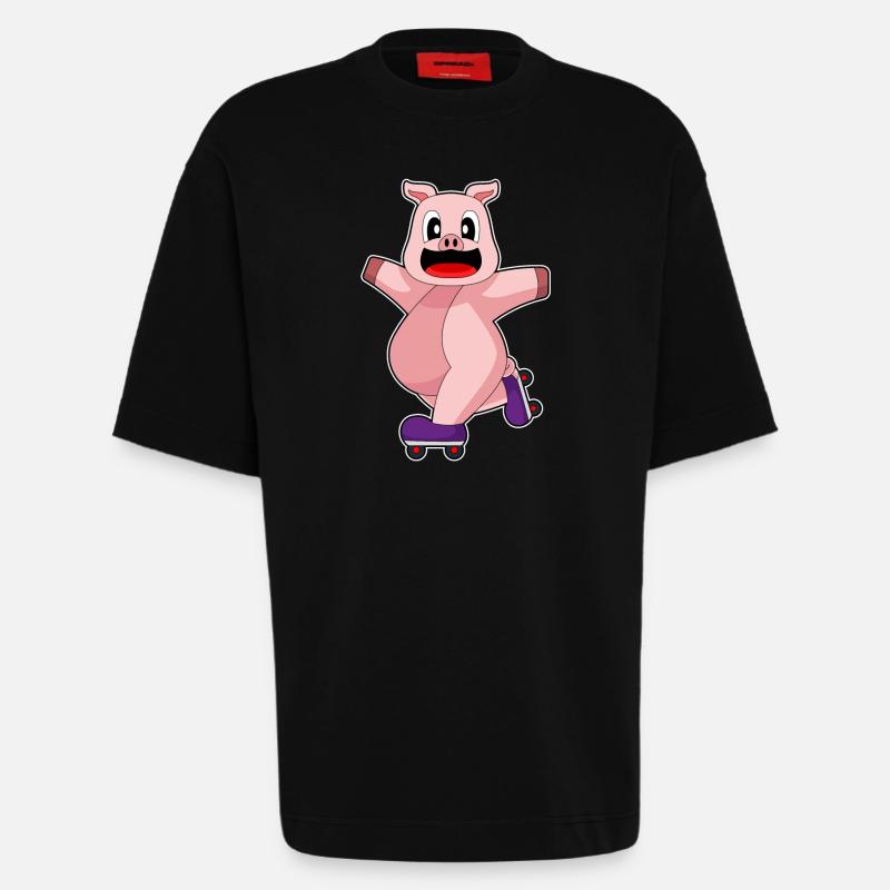 Schwein Inline skating Rollschuhe - Heavyweight T-Shirt - made by SPREAD  - SOLID BLACK
