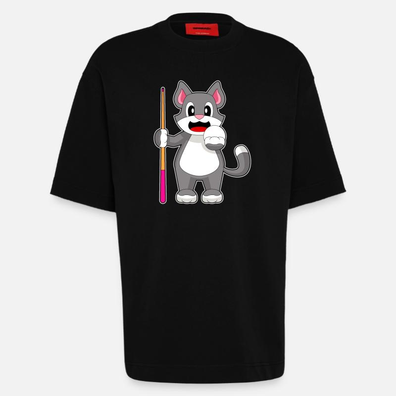 Katze Billiard Queue - Heavyweight T-Shirt - made by SPREAD - SOLID BLACK