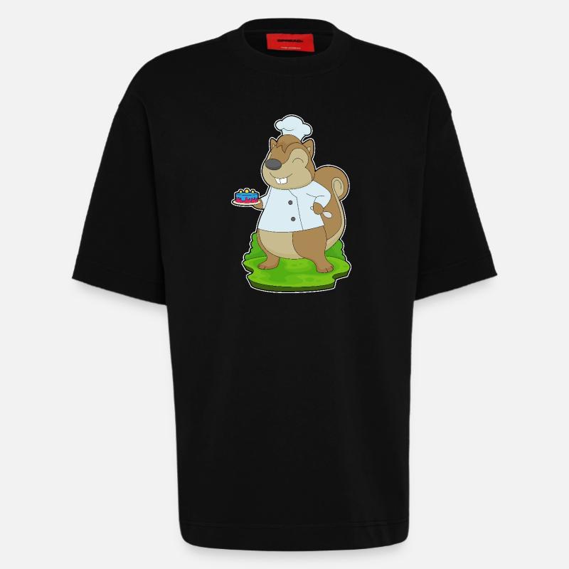 Squirrel Birthday Chef - Heavyweight T-Shirt - made by SPREAD - SOLID BLACK