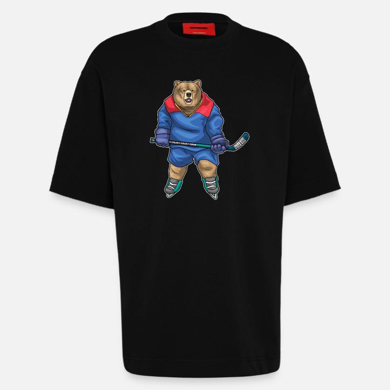 Bär Eishockey Eishockeyschläger - Heavyweight T-Shirt - made by SPREAD - SOLID BLACK