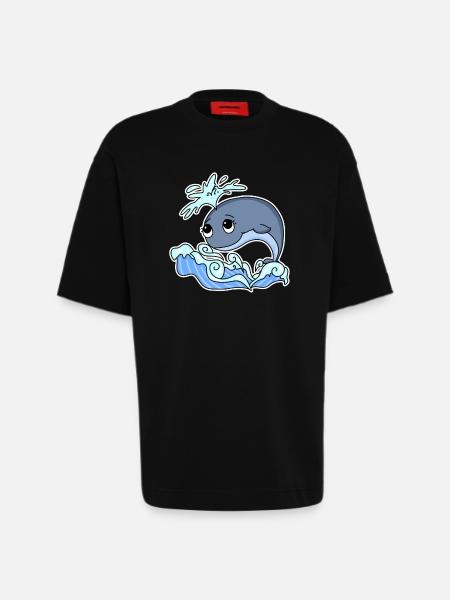 Whale Animal Ocean Graphic - Heavyweight T-Shirt - made by SPREAD - SOLID BLACK