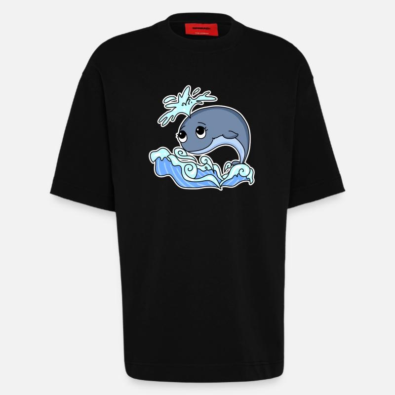 Wal tier Ozean Grafik - Heavyweight T-Shirt - made by SPREAD  - SOLID BLACK