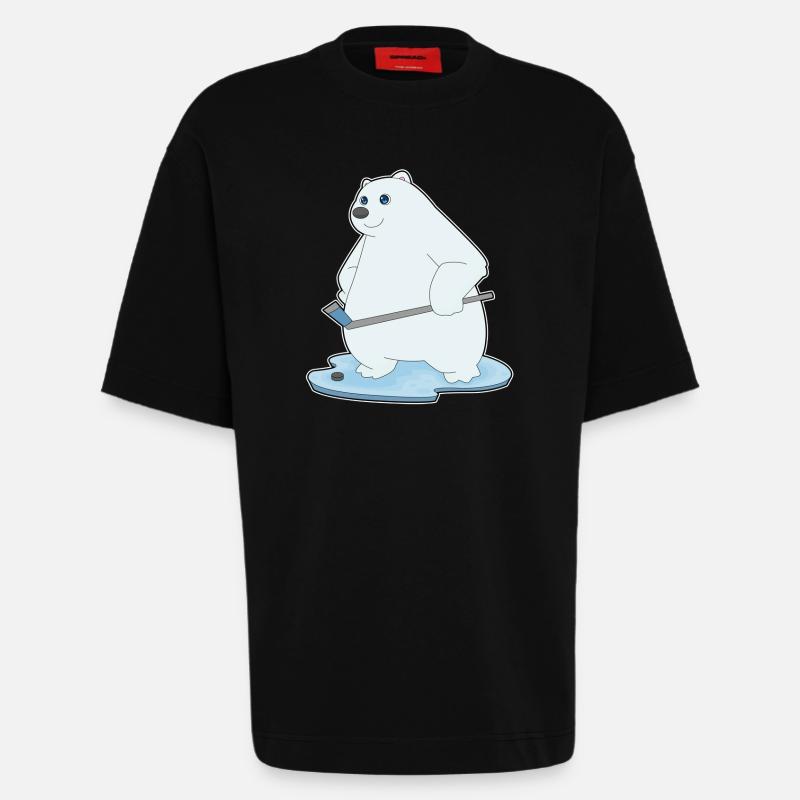 Eisbär Eishockey Eishockeyschläger - Heavyweight T-Shirt - made by SPREAD  - SOLID BLACK