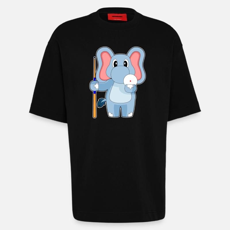 Elefant Billiard Queue - Heavyweight T-Shirt - made by SPREAD  - SOLID BLACK
